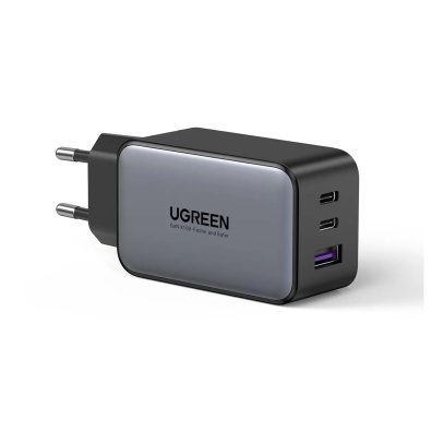 Зарядное устройство UGREEN Nexode USB-A + 2 USB-C 65Вт GaN CD244 Tech Fast Charger (10335) Серый