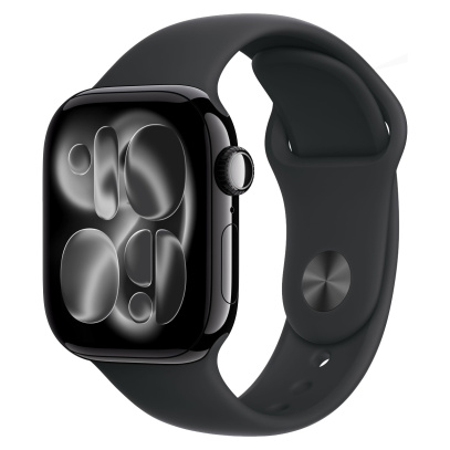 Apple Watch Series 11, 42 мм корпус из алюминия цвета «Jet Black», ремешок Sport Band размера M/L цвета «Black»