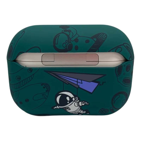 Чехол для AirPods 3 COQUE POUR Зеленый с рисунком Lovely astronauts in space