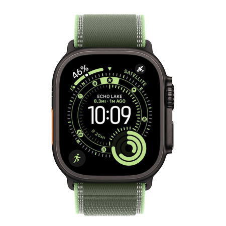 Apple Watch Ultra 3 (2025), 49 мм корпус из титана цвета «Black», ремешок Trail Loop размера M/L цвета «Green/Neon»