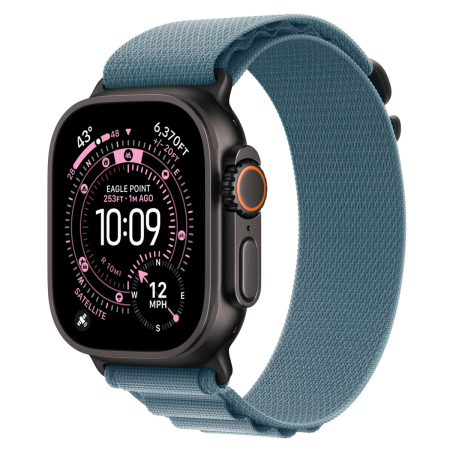 Apple Watch Ultra 3 (2025), 49 мм корпус из титана цвета «Black», ремешок Alpine Loop размера M цвета «Light Blue»