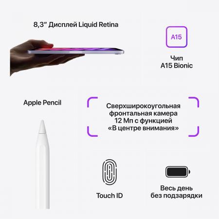 Apple iPad mini 8,3″ (A15, 2021, 6 gen) Wi-Fi + Cellular 64Gb Розовый
