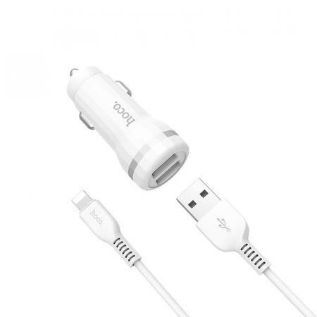 АЗУ hoco. 2 USB Charger Set + USB кабель Lightning (Z27) Белый