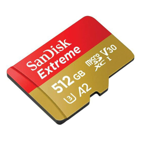 Micro SecureDigital 512Gb SanDisk Extreme for 4K Video on Smartphones, Action Cams & Drones microSDHC class 10 UHS-1 U3 V30 (SDSQXAV-512G-GN6MN)