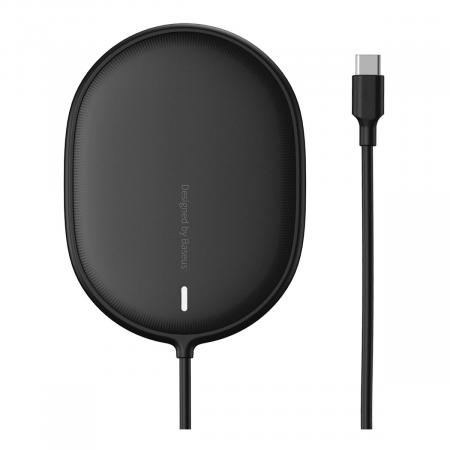 Беспроводное зарядное устройство 15w Baseus Light Magnetic Wireless Charger, Type-C кабель 1,5 м (WXQJ-01) Black, чёрный