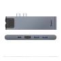 Переходник Baseus для MacBook HUB TB3 C+ (Dual Type-C to USB3.0/HDMI/Type-C/SD/Micro/LAN) (CAHUB-L0G) Deep Grey, темно-серый