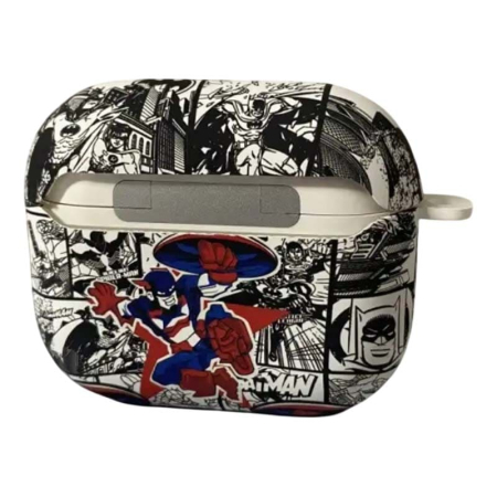 Чехол для AirPods Pro COQUE POUR Белый с рисунком Captain America