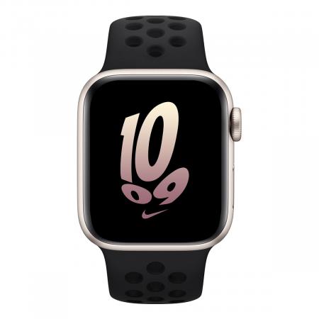 Apple Watch Nike SE (2022), 40 мм корпус из алюминия цвета «Starlight», ремешок Nike Sport Band размера S/M цвета «Black/Black»