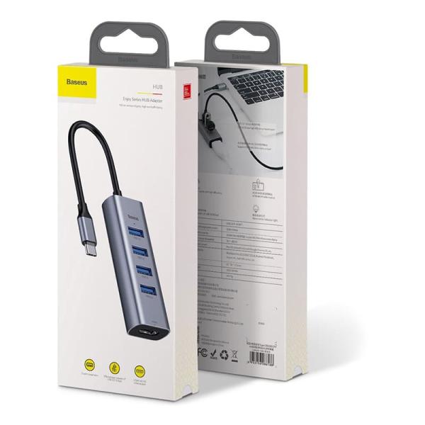 Переходник Baseus для MacBook HUB Enjoy series (Type-C to USB3.0*4+HDMI) (CAHUB-N0G) Deep Grey, темно-серый