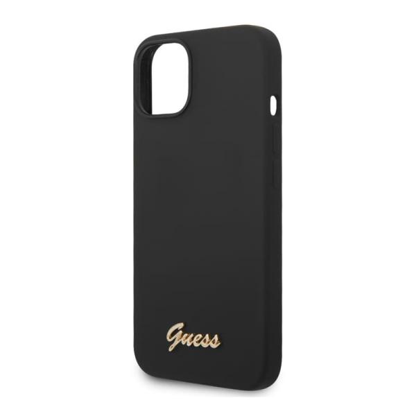 Чехол Guess для iPhone 14 Plus Liquid silicone Gold metal logo Hard (GUHCP14MSLSMK) Чёрный