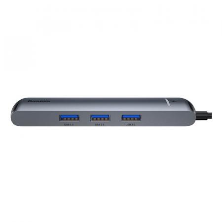 Переходник Baseus для MacBook HUB Mechanical eye 6в1 (USB/HDMI/Type-C/RJ45) (CAHUB-J0G) Deep Grey, темно-серый