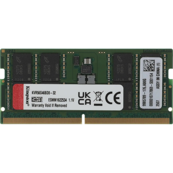 Оперативная память Kingston KVR56S46BD8 32 DDR5 32GB 5600MHz CL46 SO DIMM 1x32