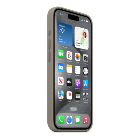 Чехол Кожаный Apple iPhone 15 Pro с MagSafe Titanium, титан