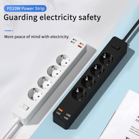 Сетевой фильтр WiWU Smart Power Strip EU Plug 20W 4*AC+3*USB 3.0+ 1*USB-C (U01 EU) Черный