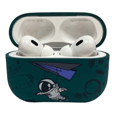 Чехол для AirPods 3 COQUE POUR Зеленый с рисунком Lovely astronauts in space