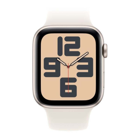 Apple Watch SE (2024), 44 мм корпус из алюминия цвета «Starlight», ремешок Sport Band размера M/L цвета «Starlight»